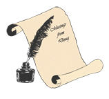 Scroll with ink bottle and feather